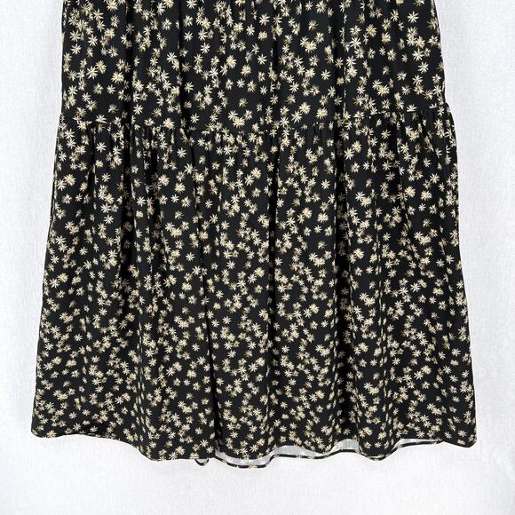 ENZA COSTA Tiered Spaghetti strap Dress Womens Small Black Floral Print Cotton - Picture 8 of 16